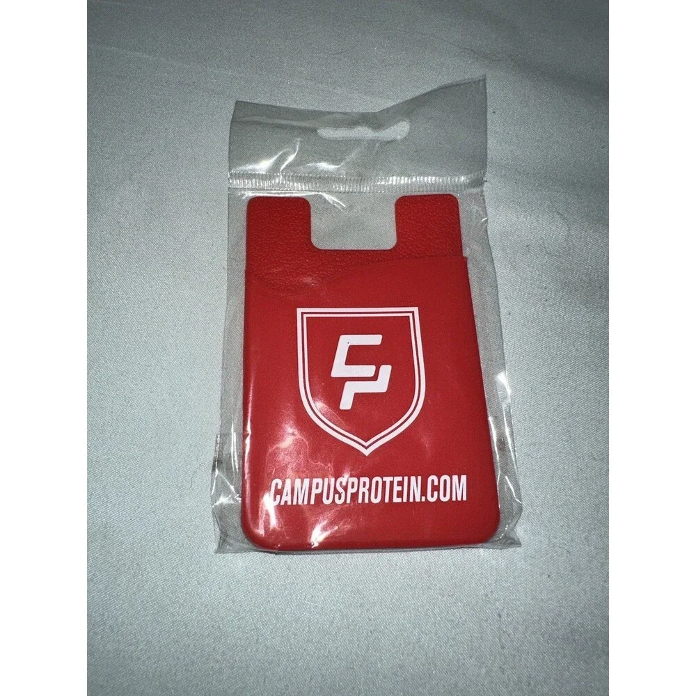 CampusProtein Red Silicone Phone Wallet – Adhesive Card Holder – New